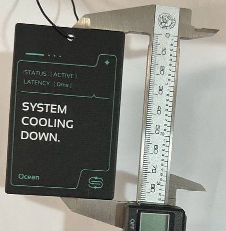 An Ocean card held in a caliper